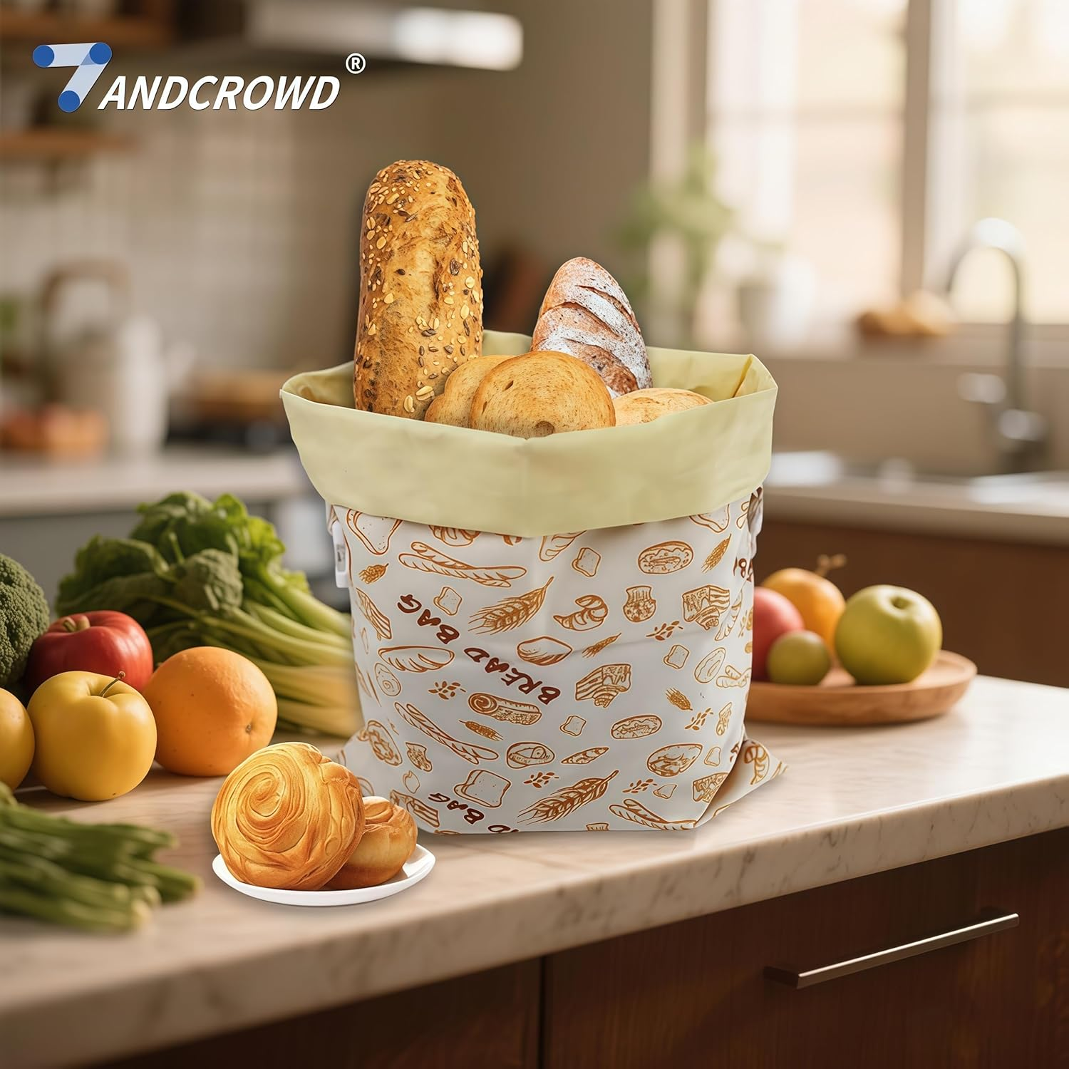 Beeswax Bread Bag Suitable for Food Preservation,Baking Storage and Outdoor Picnics.Beeswax Lined,Reusable Cotton Cloth Bag Forhomemade Bread,Freezer Storage Bag,Fresh Keeping,2 Pack.