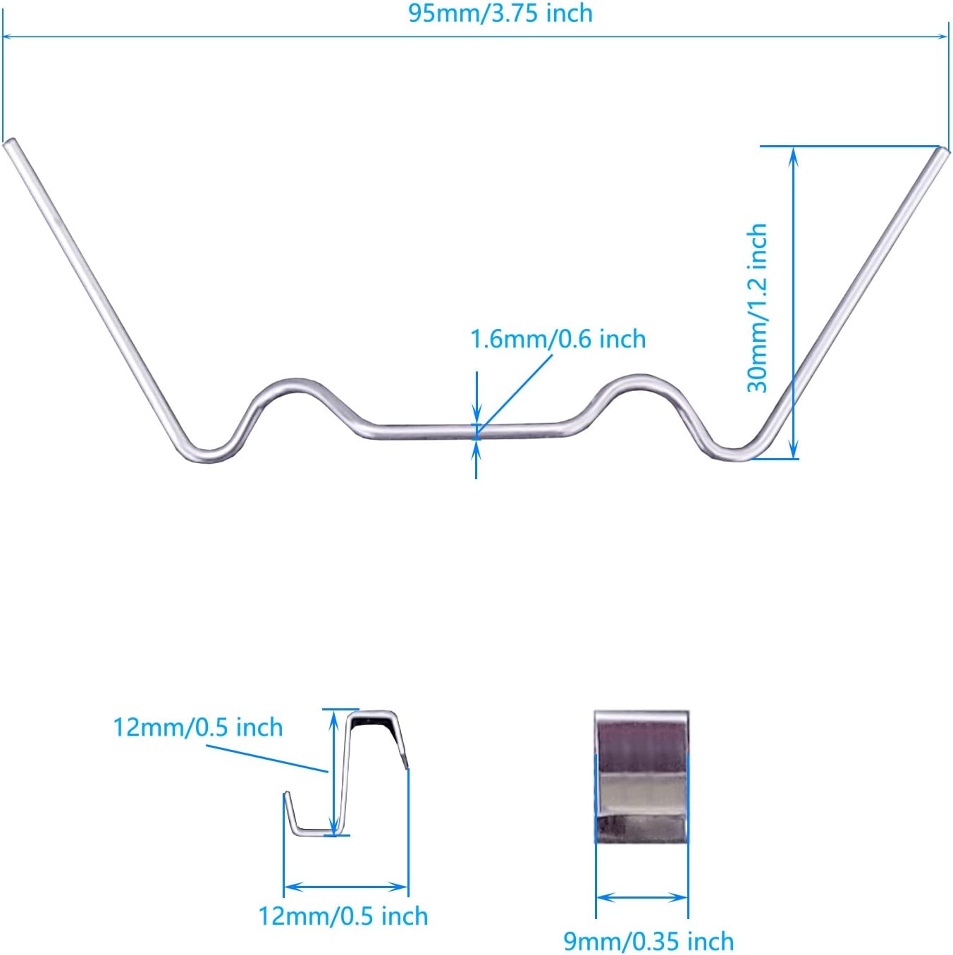 100X Thick Stainless Steel "W" Wire "Z" Fixing Elite Greenhouse Repair Glazing Clips (50X W Glazing Clip and 50X Z Fixing Clip)