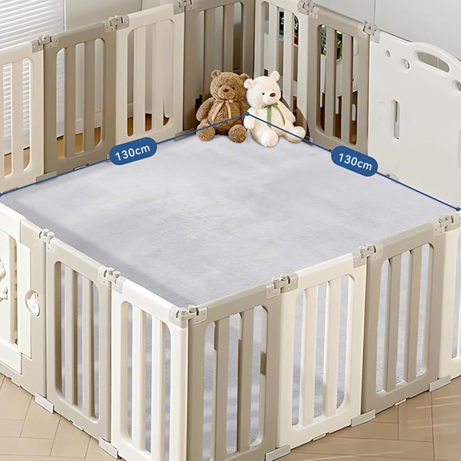 Thick Baby Play Mat for Floor, 130 X 130Cm Playpen Mat,Tummy Time Foam Mat,Ultra Soft Support & Plush Feel,Easy Care with Non-Slip Cushioned for Infant,Kids and Toddler Crawling,Grey image number 1