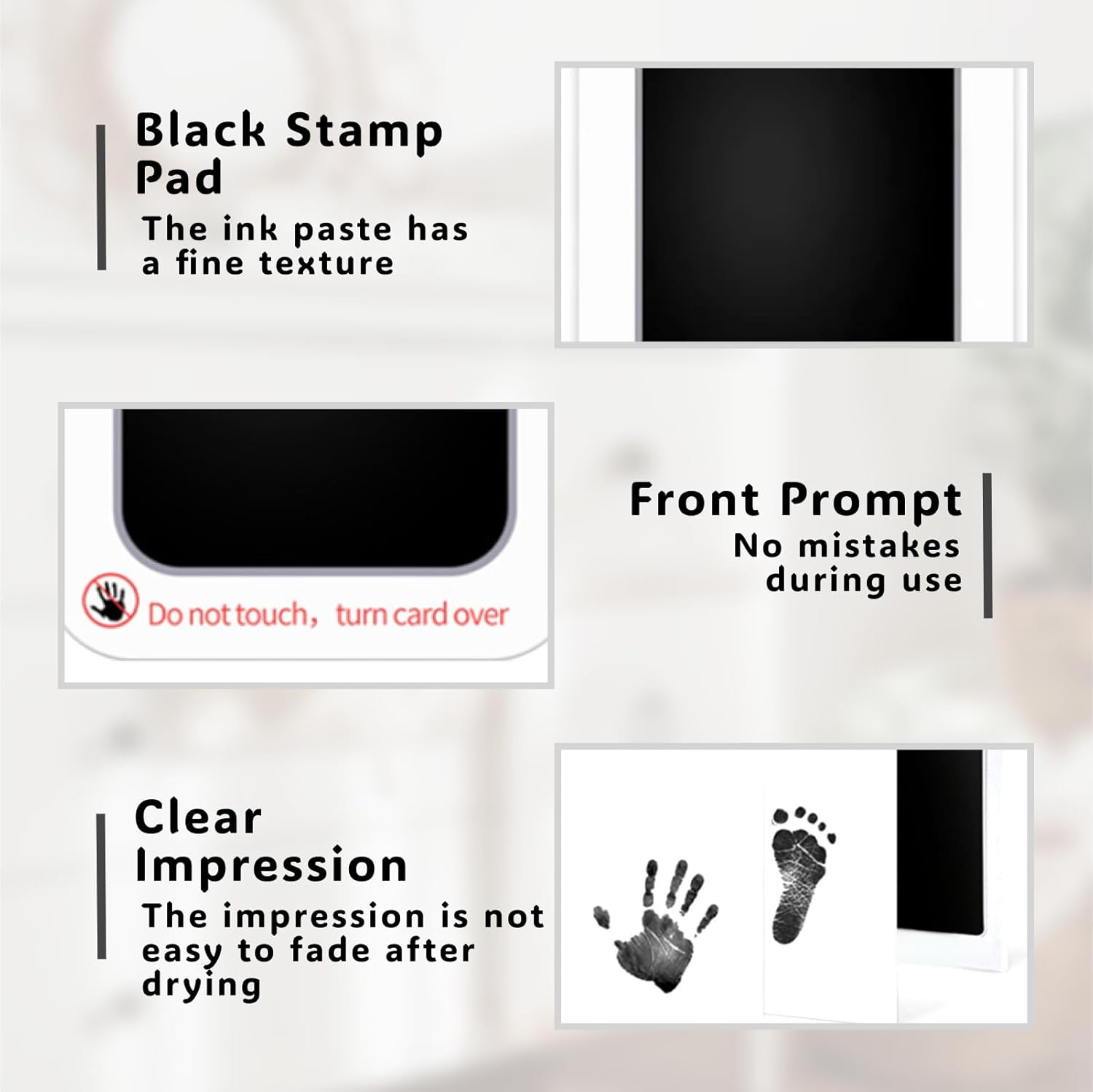 4-Pack Inkless Hand and Footprint Kit, Safe Mess-Free Ink Pad for Baby Handprints and Footprints, Dog Paw Print and Nose Print Kit, Perfect Baby Keepsake for Newborns and Pets (Jet Black) image number 4