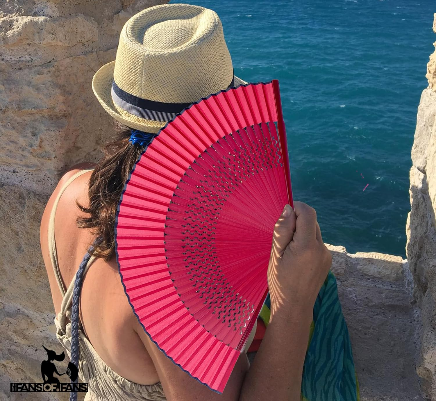 FANSOF.FANS Floral Red and Black Chinese Japanese Silk Fabric Handheld Folding Hand Fan with Pouch and Gift Box Grade a Bamboo Ribs for Women Girls Dance Birthday Wedding Favour Gift (Style 01) image number 1