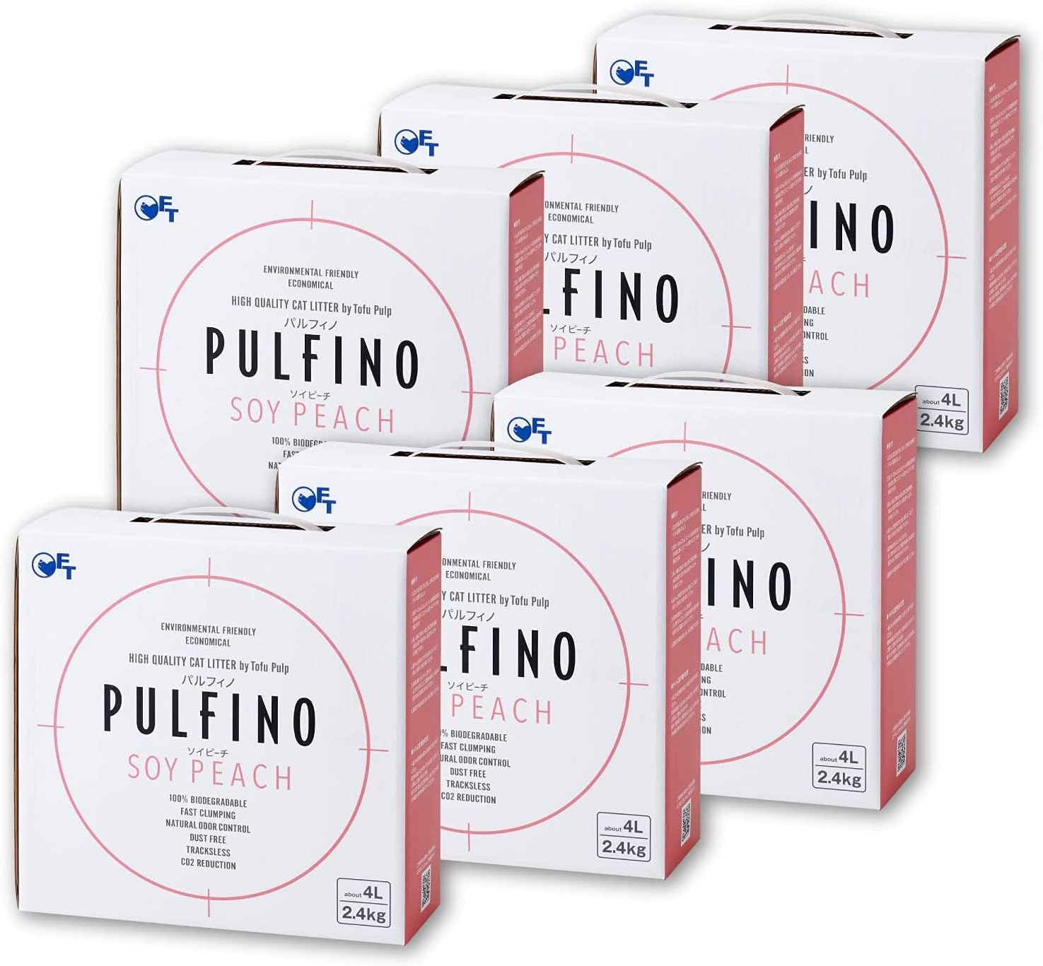 [OFT] PULFINO Soy Peach Okara Cat Sand, 5.2 Lbs (2.4 Kg) (4L) X 6 Box Set, Parfino, Cylindrical Type, Pellet Type, Plant-Derived Grit Size (Approx.): 0.08 - 0.3 Inches (2 Mm), Length 0.2 - 0.3 Inches image number 2