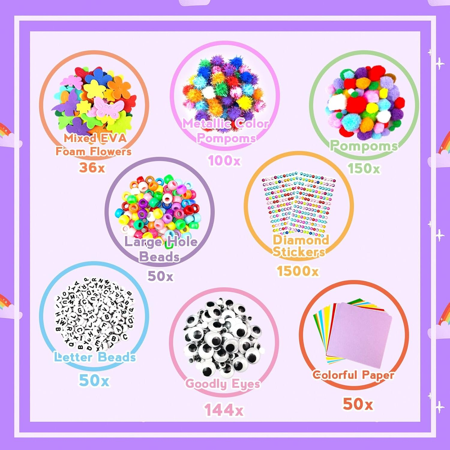 ZEIZHUBN 3000 Pieces Craft Set Children, DIY Craft Case Children with Pipe Cleaner, Googly Eyes, Creative Scrapbooking Craft Box, Craft Supplies for Girls Boys 4-8, 8-12 Years Gift