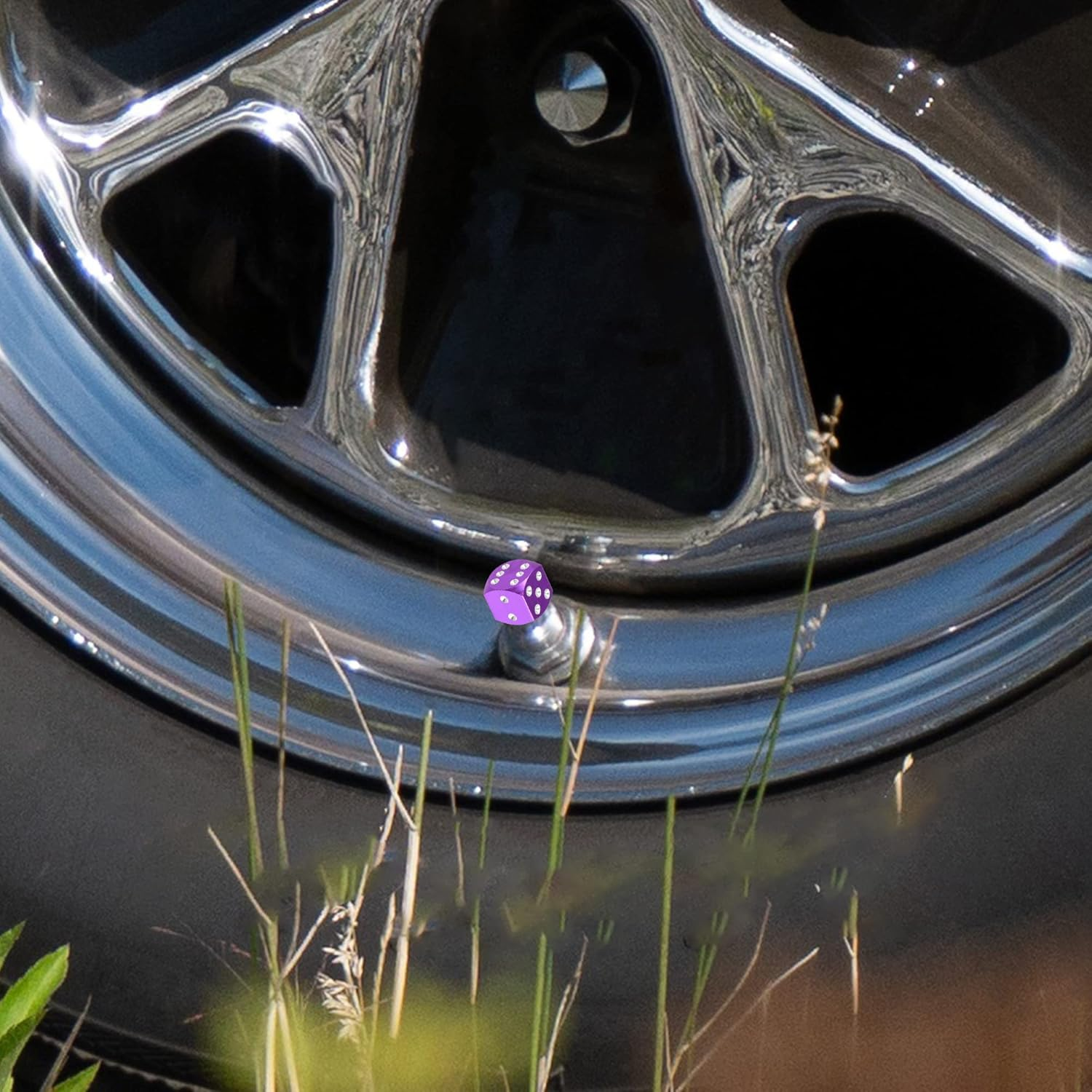 X AUTOHAUX 4Pcs Aluminium Alloy Purple Tire Valve Caps Wheel Valve Covers Dustproof for Car Truck - Purple image number 2