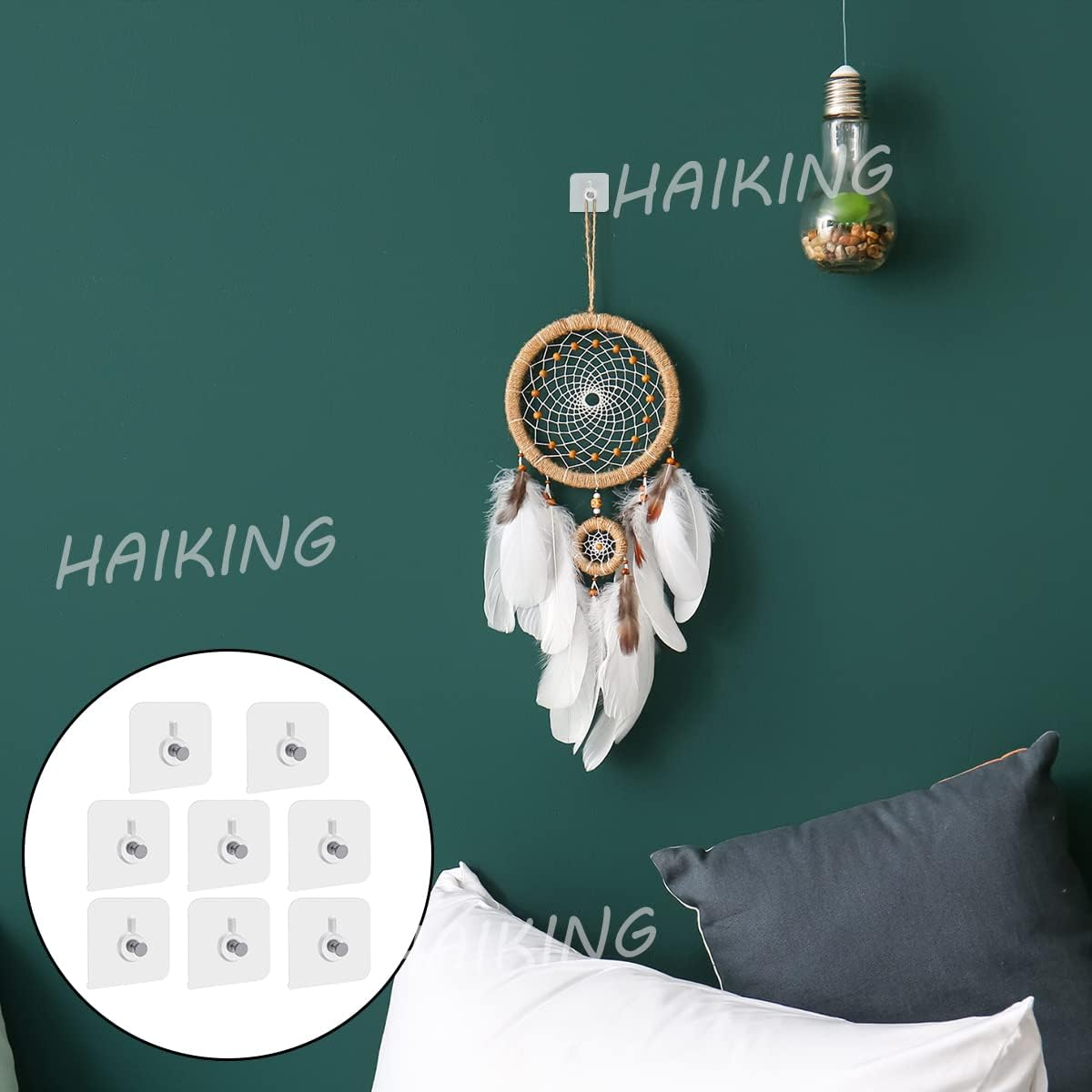 HAIKING Adhesive Wall Hook, 8 Pcs Adhesive Wall Screws Hanging Nails for Bathroom Kitchen Shower Room (2.24 * 2.24In