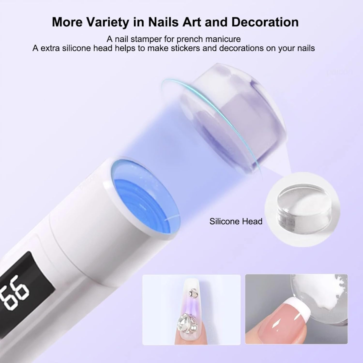 Rechargeable Handheld LED UV Nail Lamp with Magnetic Stand - Flash Cure Light for Fast Curing, Silicone Stamp DIY Tool for Home Manicure (White) (Desk Lamp) image number 5