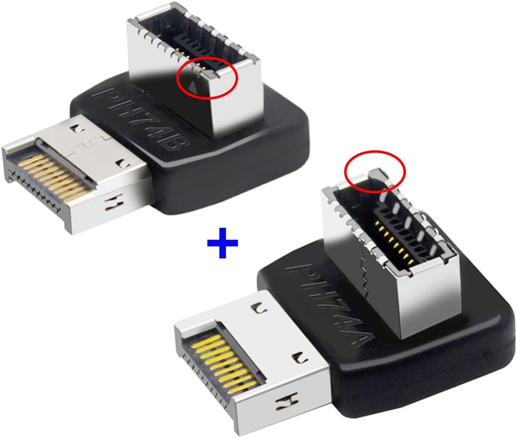 Cablecc 2Pcs USB 3.1 Front Panel Header Male to Female Type-E Motherboard Extension Data Adapter image number 2