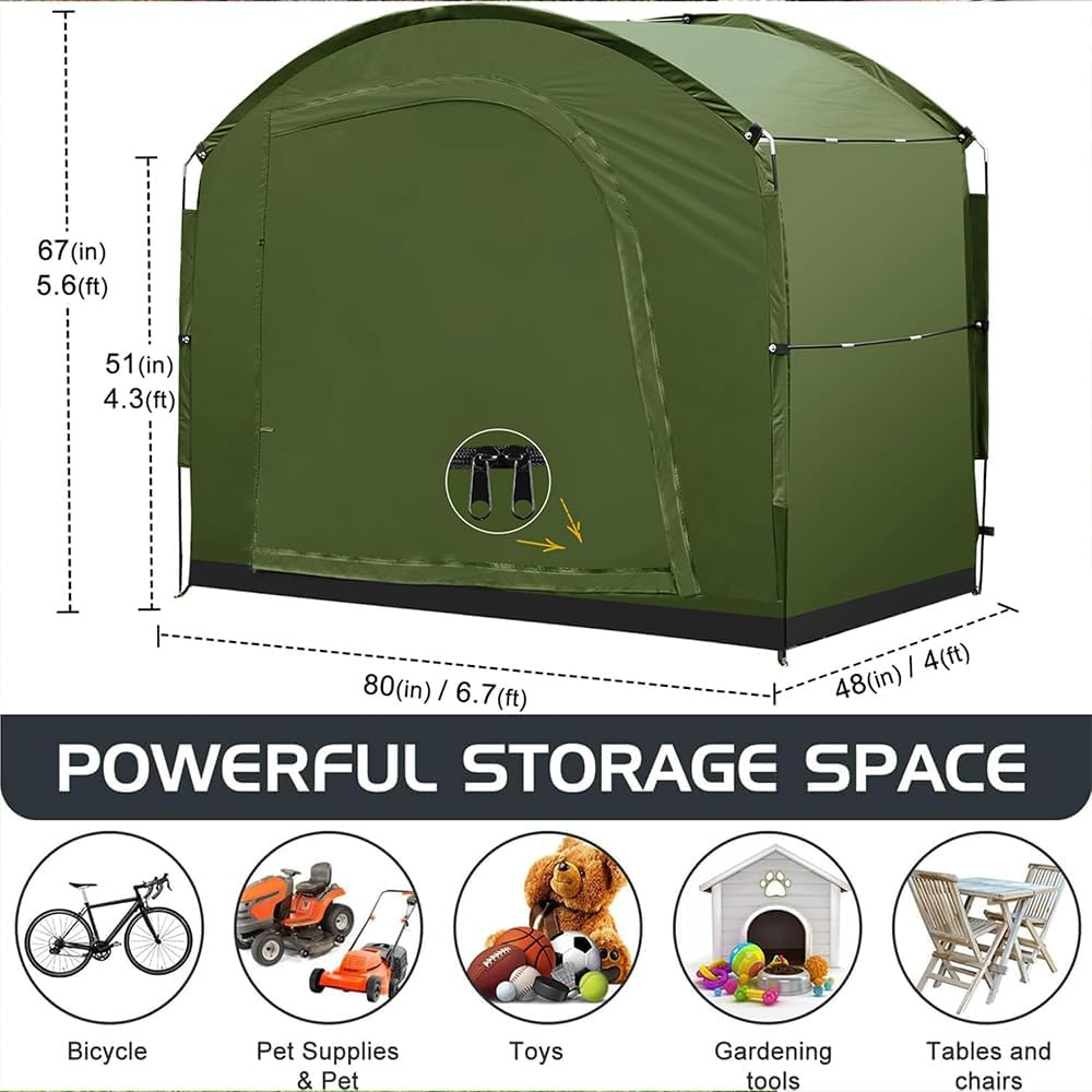 ABDULWEN Bike Storage Tent Portable - Motorcycle Organizer Shelter, Outdoor Storage Cover for Bicycle Lawn Mower Garden Tools, Large Bike Storage Tent for 4 Bikes Waterproof High-Capacity