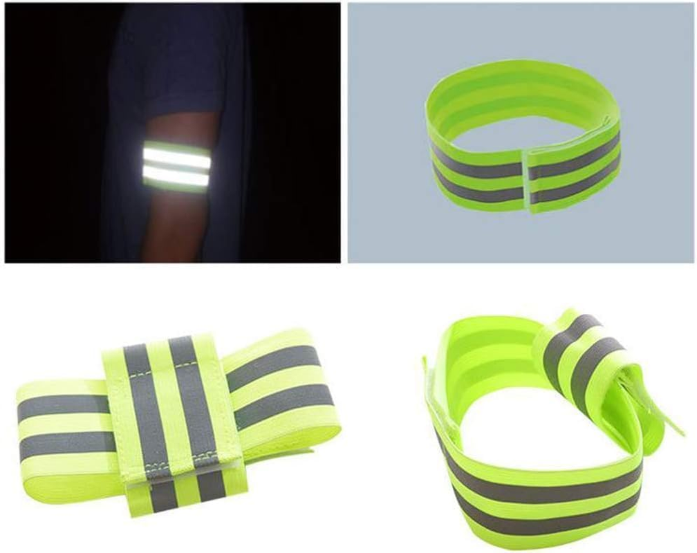 High Visibility Reflective Bands for Wrist Arm Ankle Leg Adjustable Elastic Reflective Gear for Night Walking Cycling Running Jogging Outdoor Safety Reflector Straps