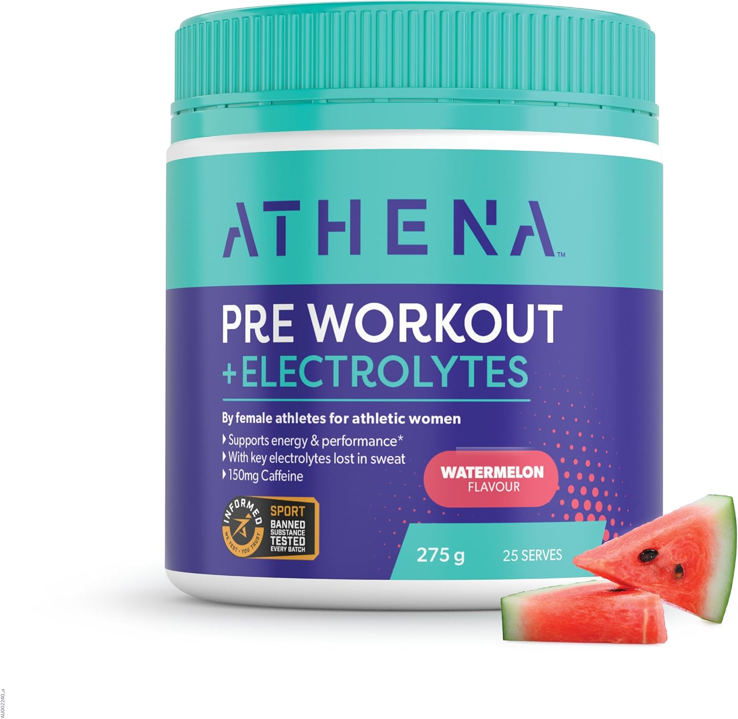 Athena Pre-Workout Watermelon Flavour with Electrolytes 275G &ndash; Designed for Women&rsquo;S Performance Boost image number 1