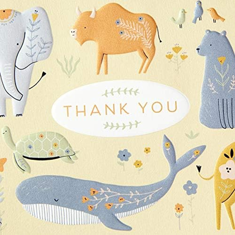 Hallmark Baby Shower Thank You Cards, Painted Animals (20 Cards with Envelopes for Baby Boy or Baby Girl) - Baby Thanks Gender Neutral image number 5