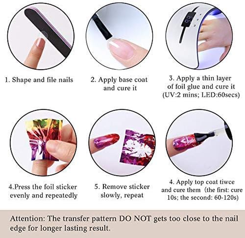 Warm Girl Nail Art Foil Glue Gel with Starry Sky Star Foil Stickers Set Nail Transfer Tips Manicure Art DIY 8ML, 10PCS (2.5Cm100Cm) Stickers image number 4
