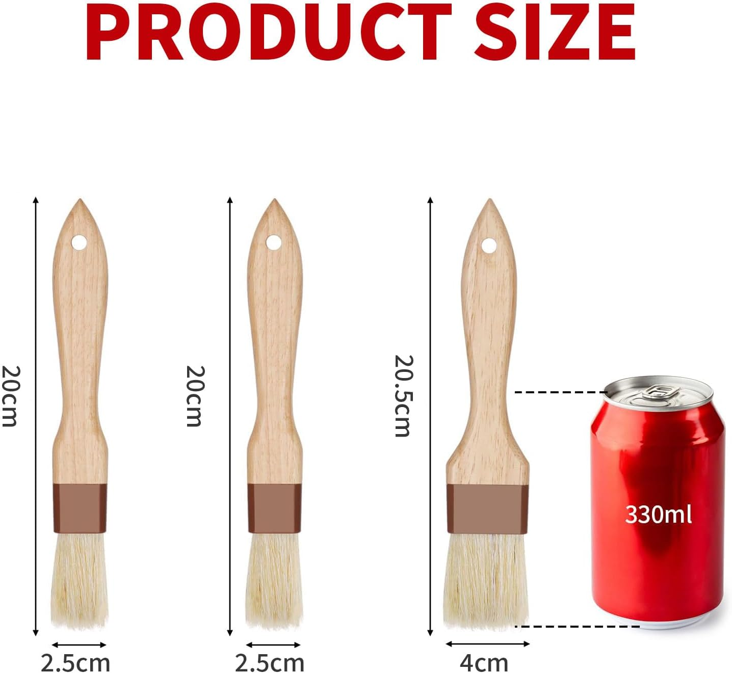 3PCS Silicone Basting Brush Set with Rubberwood Handles Heat Resistant Oil and Pastry Brushes for Cooking Baking BBQ Easy to Clean Kitchen Brushes for Home and Outdoor Use image number 2