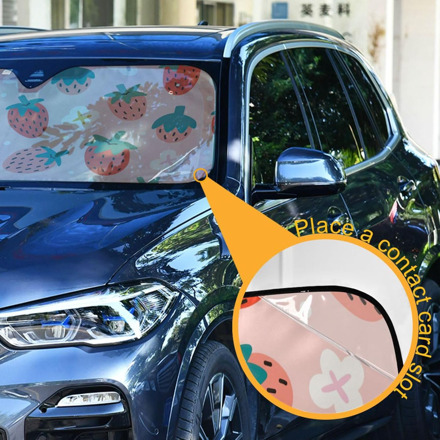 Strawberries Print Car Windshield Sunshade Automotive Window Sunshades Protect Your Car image number 6
