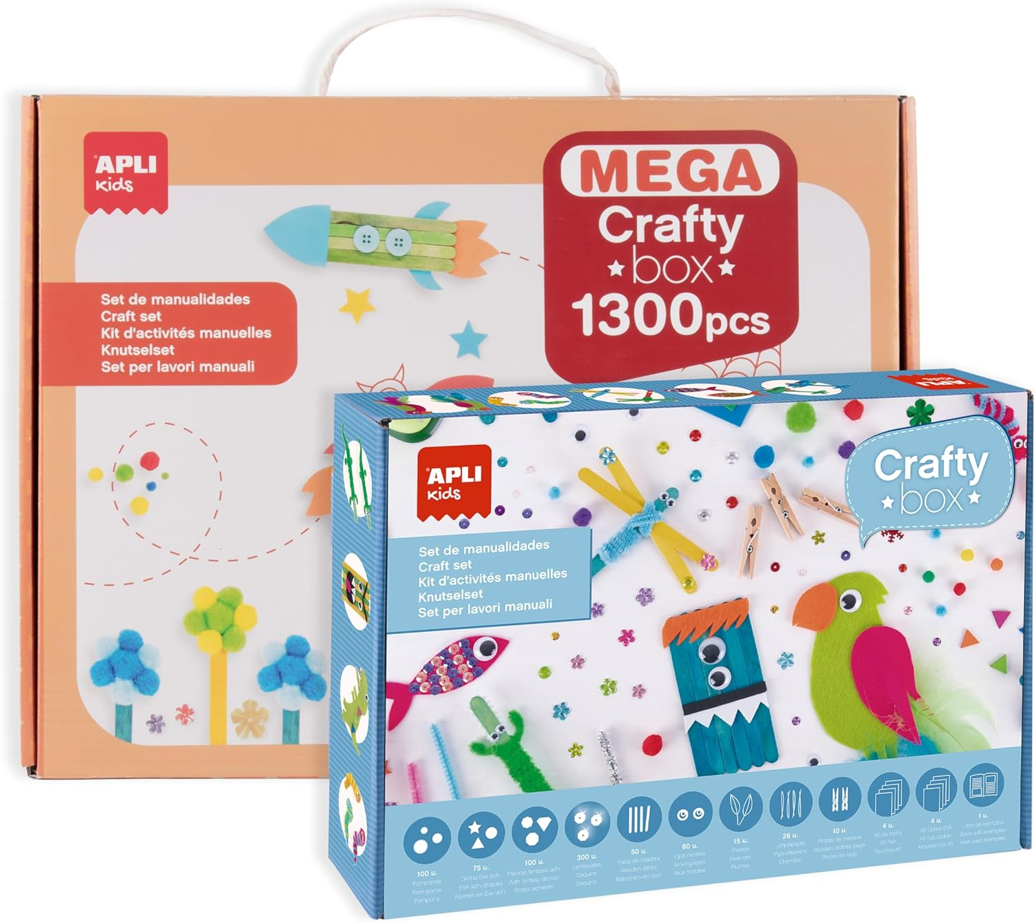 APLI Kids 20122 Mega Crafty Box, Craft Kit, 1300 Pieces, Various Materials for DIY Activities for Children image number 3