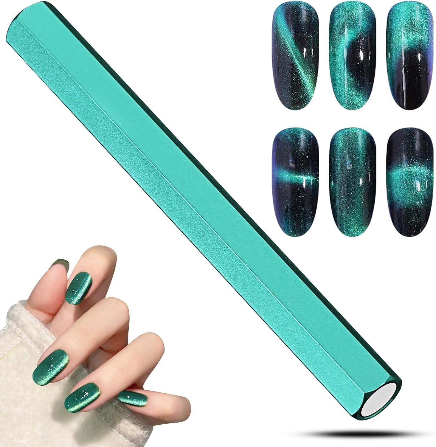 C12Rtive Cat Eye Magnet Tool,Professional Double-Ended Hexagon Strong Nail Magnet Stick for Cat Eye Gel Nail Polish,Suitable for Personal DIY, Nail Studio or Nail Salon(Pink), Long