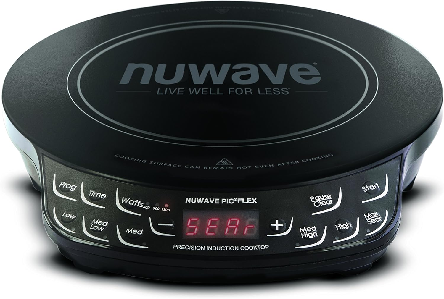 Nuwave Flex Precision Induction Cooktop, 26Cm Shatter-Proof Ceramic Glass, 16.5Cm Heating Coil, 45 Temps from 40&deg;C to 250&deg;C, 3 Wattage Settings 900, 1500 & 2000 Watts, Black image number 1