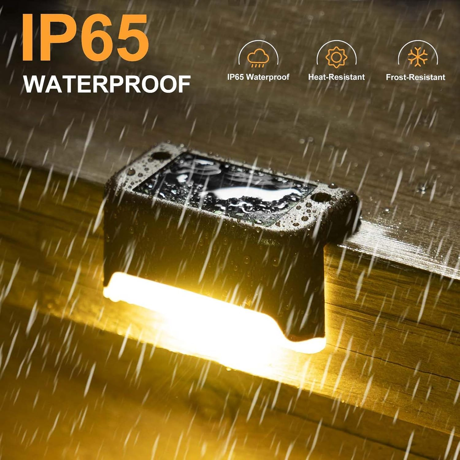 Solar Deck Lights Outdoor 18-Pack,Solar Lights Outdoor for Patio LED Waterproof Lighting Black Solar Step Lights for Outdoor Stair, Deck,Patio,Yard, Fence (18 Pack-Warm Light) image number 3