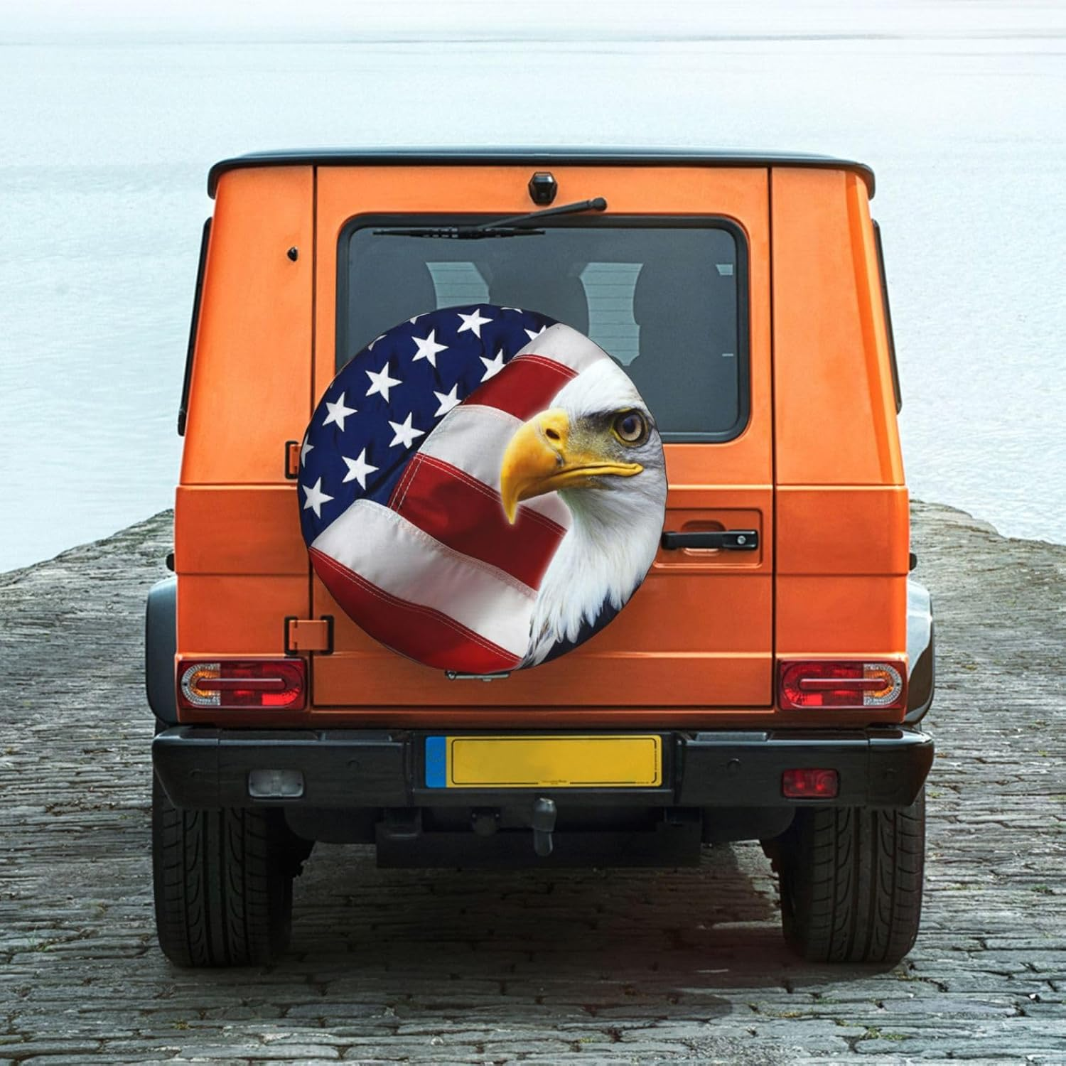 Universal Replacement Wheel Cover North American Bald Eagle US Flag Waterproof Dustproof Trailer RV SUV SUV 14" image number 3