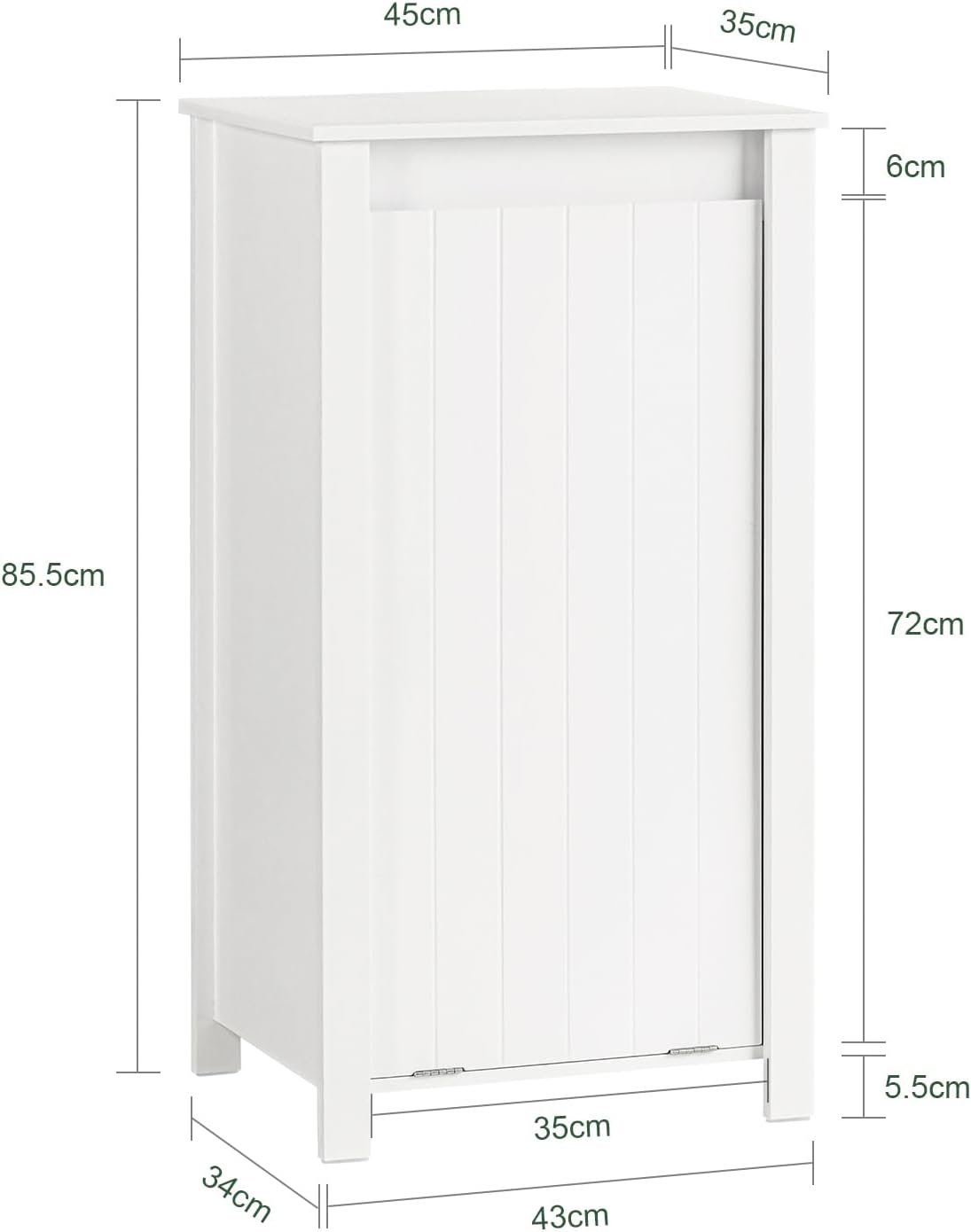 Sobuy Bathroom Cabinet Laundry Cupboard Cabinet Chest Tilt Out Laundry Hamper Bathroom Storage Cabinet with Removable Laundry Basket BZR100-W image number 1
