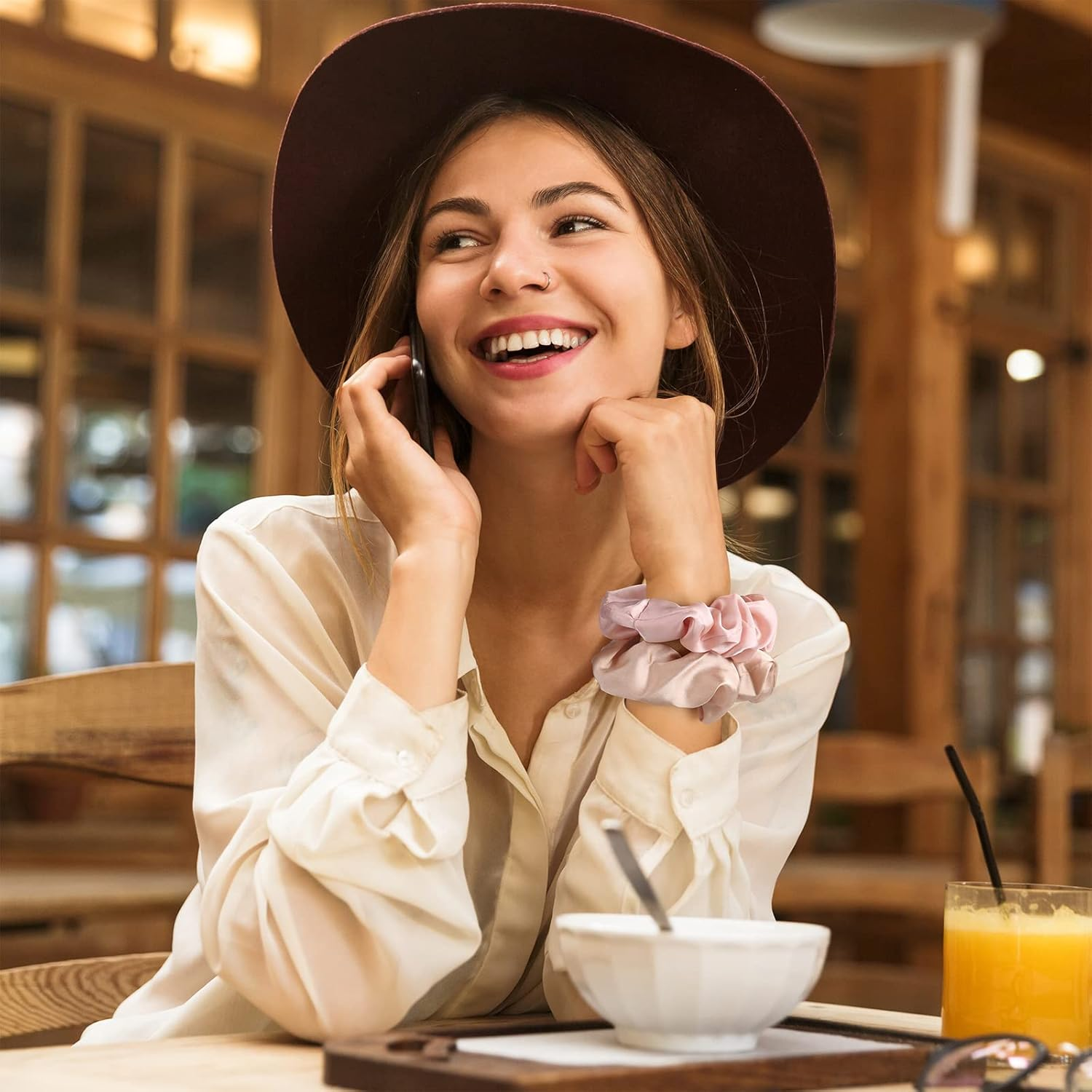 Lolalet 6 Pack Scrunchies for Hair, Hair Scrunchies for Women Girls, Soft Satin Scrunchy for Sleeping, Big Sleep Tie Scrunchie with Elastic Hair Bands for Thick Thin Fine Curly Hair -Color Set A - All Black image number 3