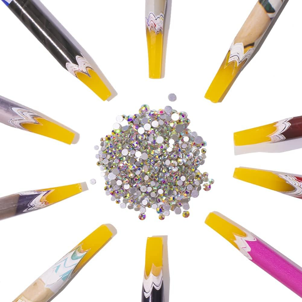 Self Adhesive Resin Rhinestones Picker Pencil Nail Art Gem Crystal Pick up Tool Wax Pen Long 10Pcs - Black image number 5