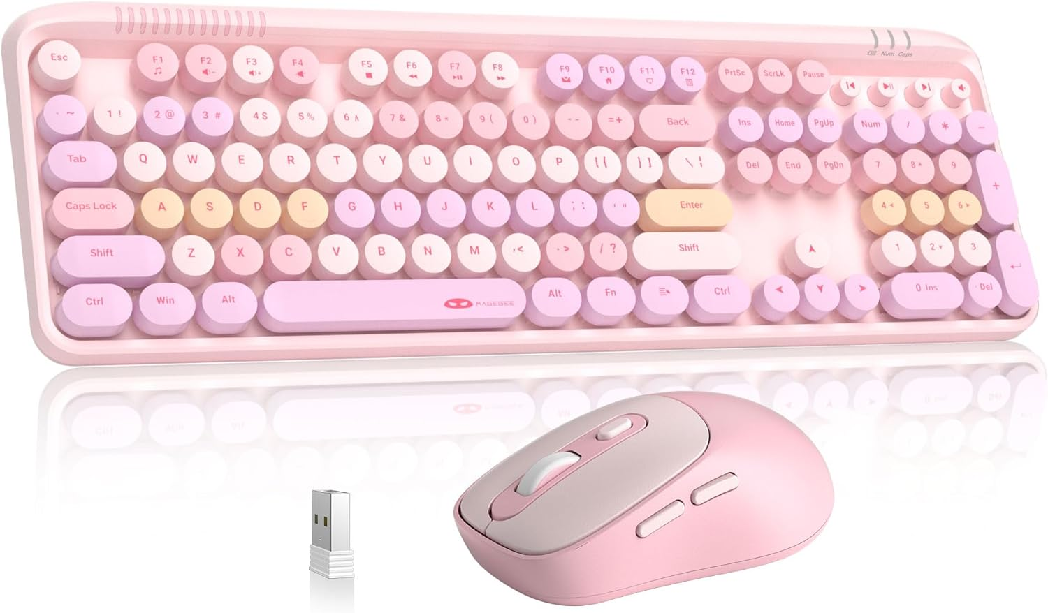 Magegee GK960 Wireless Gaming Keyboard, RGB Tri-Mode Wired/Bt/2.4G Creamy Keyboard with Number Pad, 4000Mah Battery, Knob Control, Side Printed Keycaps, 19-Key Anti-Ghosting for Win/Mac (Black & Pink)