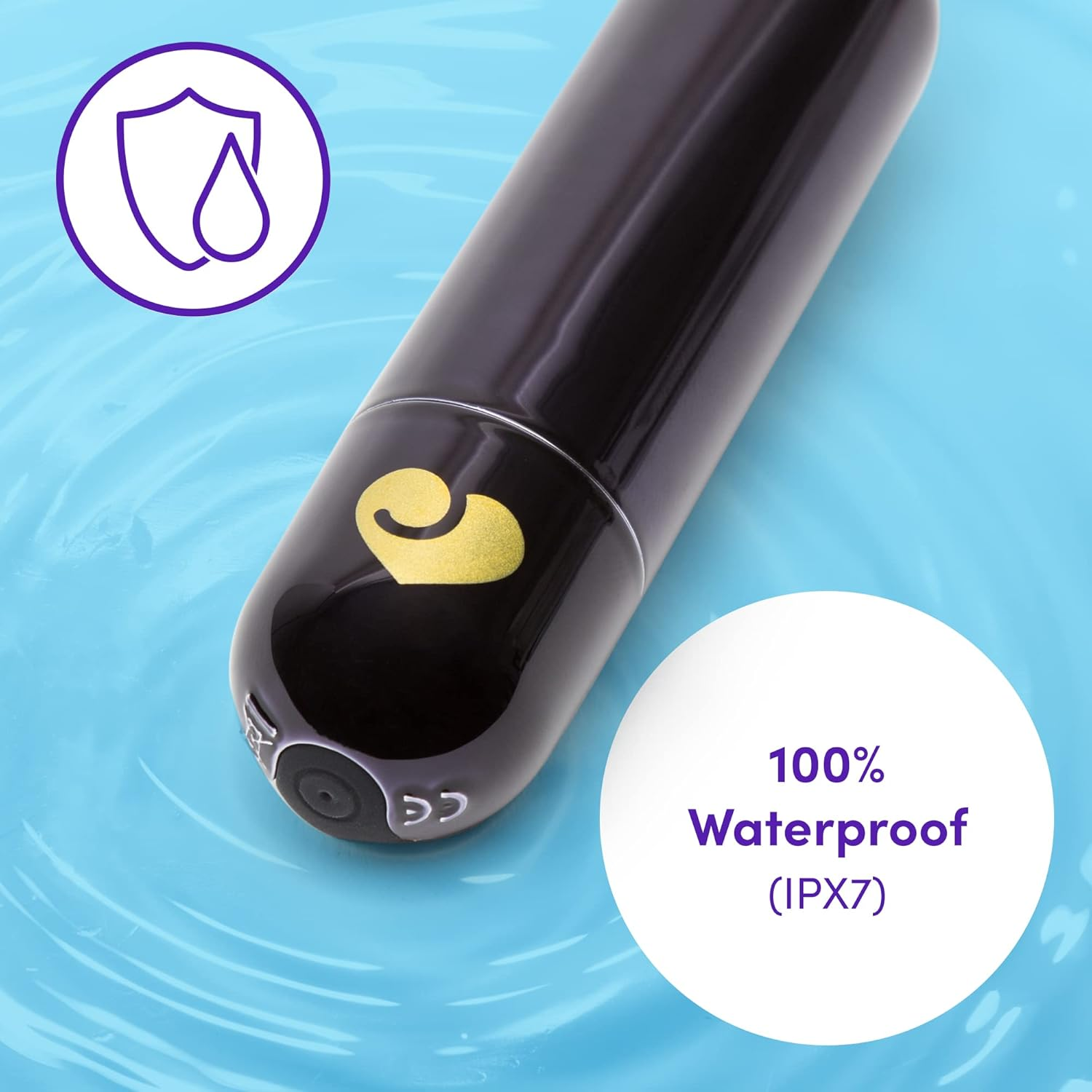 Lovehoney Glow up Bullet Vibrator - 3 Inch Easy to Use - 10 Function Bullet Mini Vibrator for Women - Rechargeable & Waterproof - Black