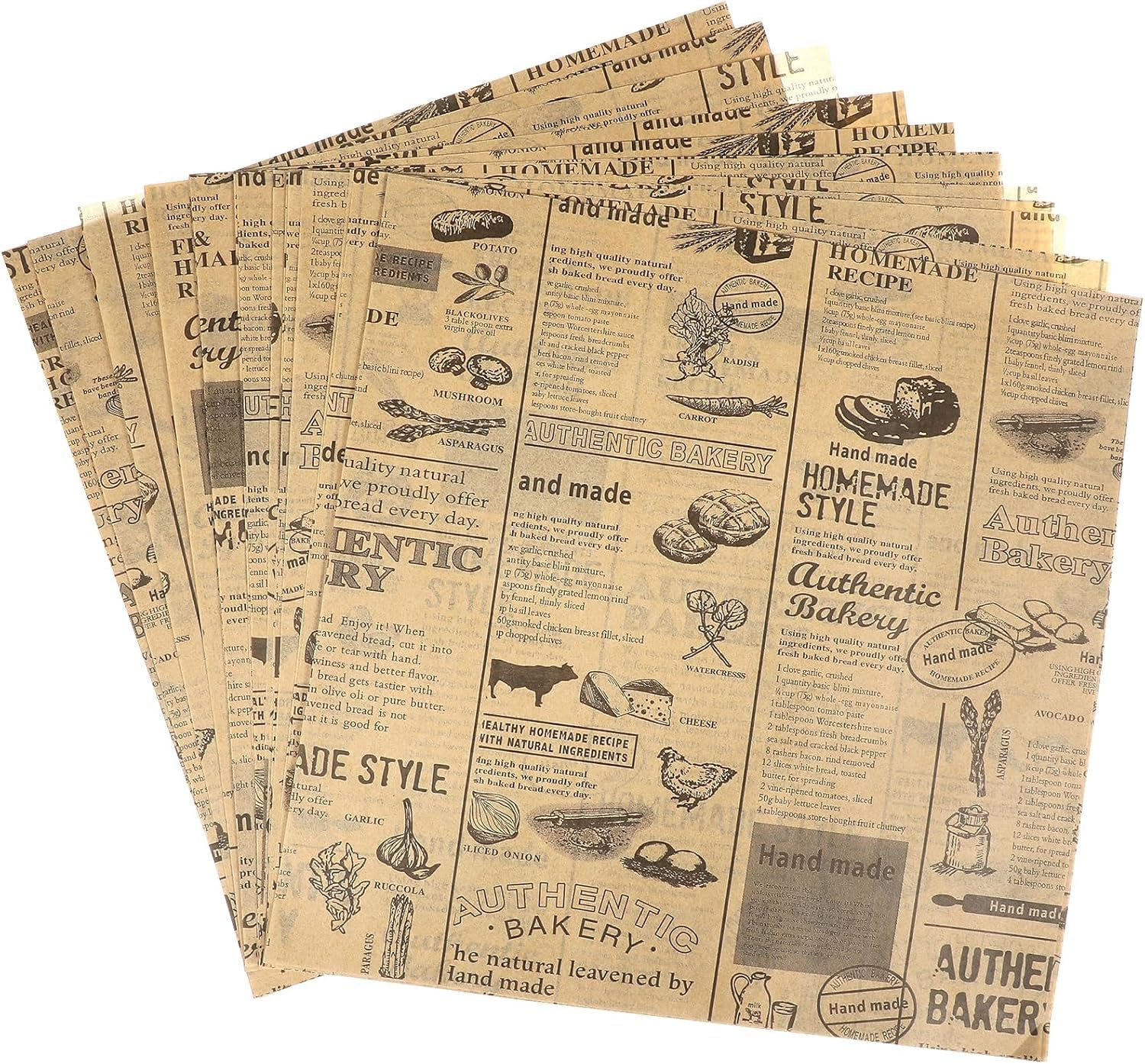 OSYLICT 100 Sheets Food Grade Wrap Paper,Greaseproof Baking Wrapping Paper and Basket Liners,For Bread Sandwich Burger Fries,For Kitchen Home Holiday Party Decor 30 * 20 CM