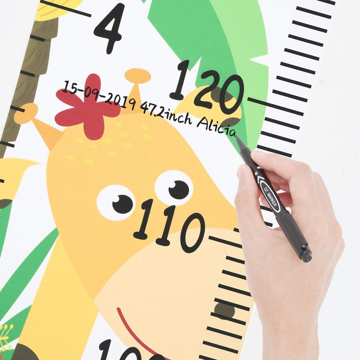 Growth Chart for Kids,Child Height Chart Ruler for Wall,Wood Frame Fabric Canvas Height Measurement Ruler for Kids Nursery Room,Removable Wall Decor 79"X7.9" image number 4