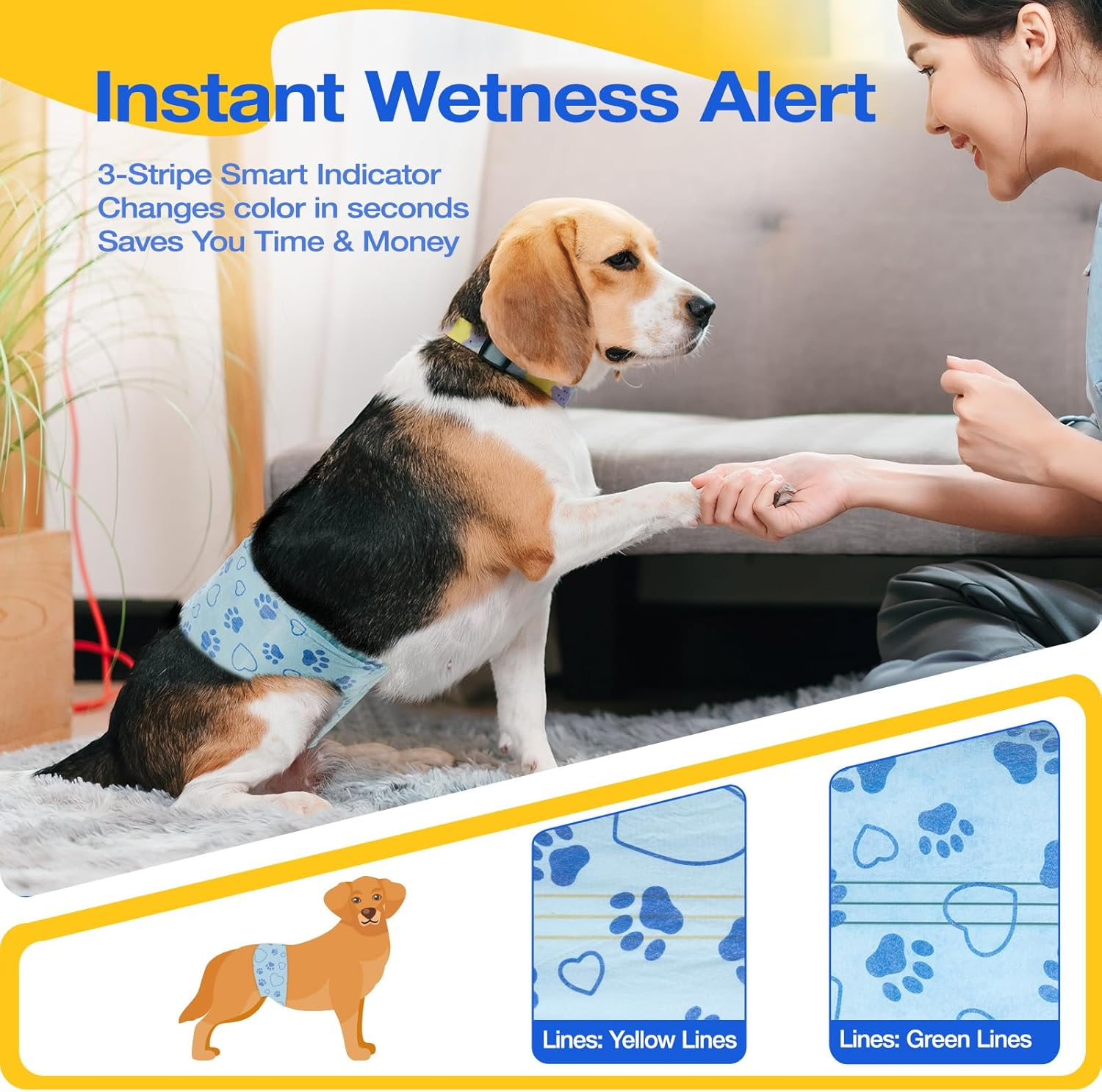 Male Dog Diapers Disposable with Wetness Indicator, Adjustable Puppy Diapers Male, Flashdry Gel Technology, Male Dog Wraps for Incontinence & Sprying (XS, Count, 26)