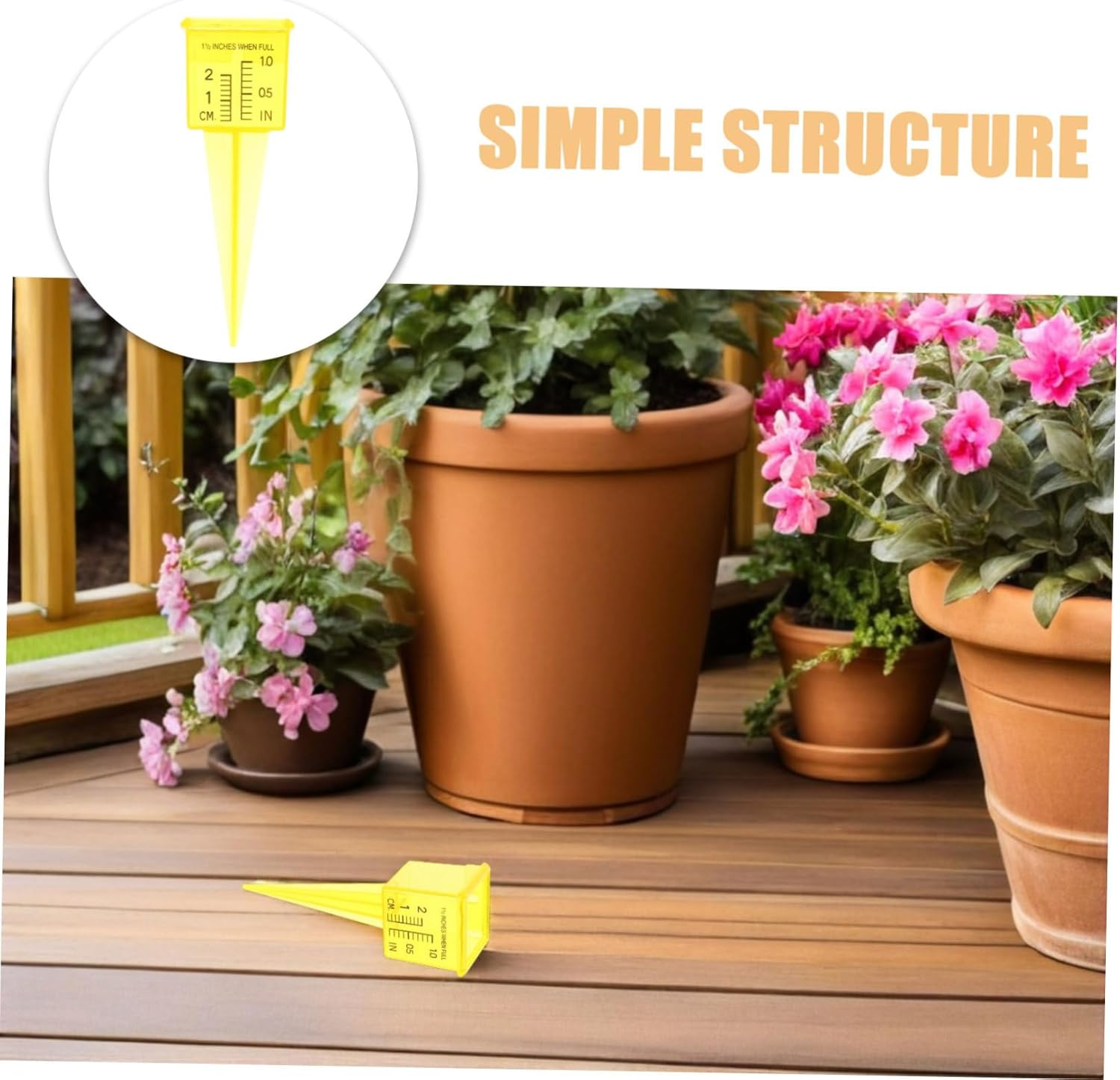 Bestonzon 20Pcs Lawn Water Meter Rain Gauge Outdoor Lawn Patio Water Gauge for Garden Measuring Wind Transparent Measuring Tool Rain and Snow Yellow image number 3