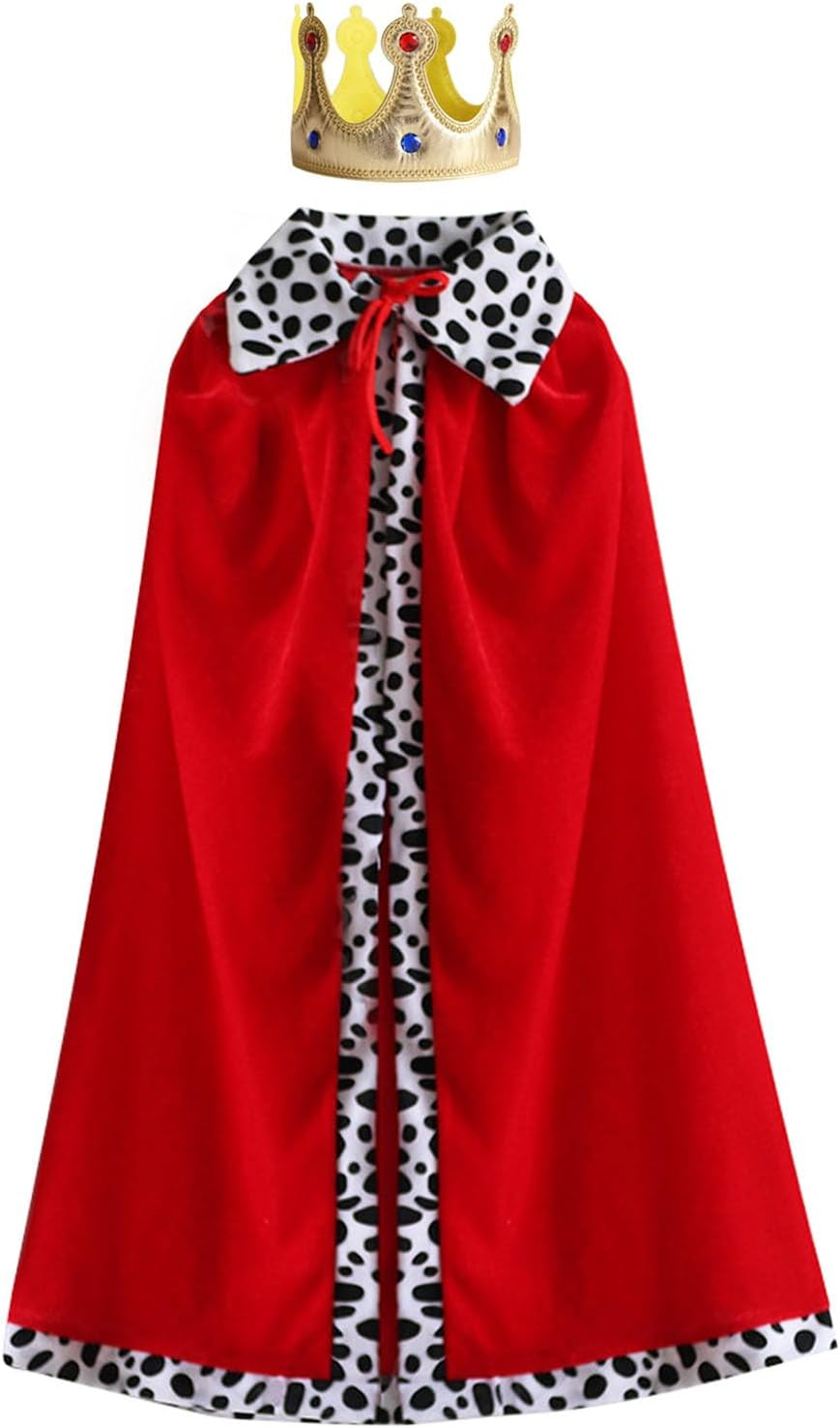Weahre King Robe Costume Queen Robe King Crown Cape Royal Cloak for Halloween Carnival Cosplay Party Dress Up
