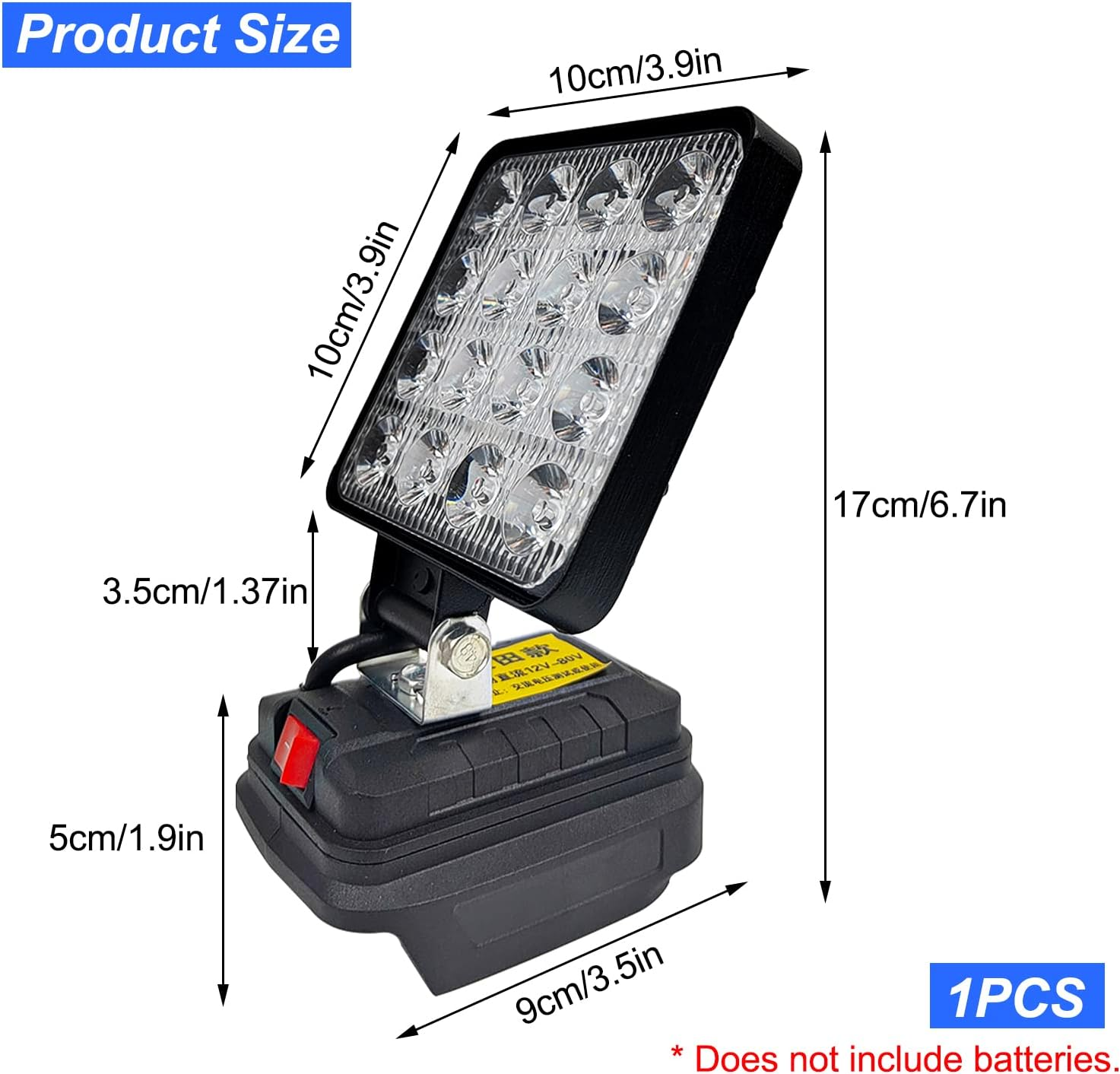 Munloo Battery Lamp for Makita 18 V, 27 W LED Work Light, Multifunctional LED Spotlight, Portable Construction Site Lamp, Torch, Lithium Ion Battery image number 1