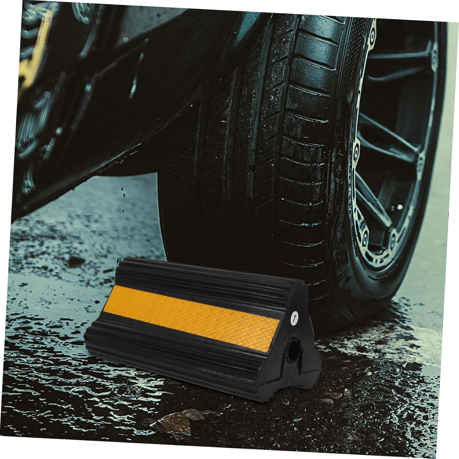 ORFOFE Rubber Wheel Stoppers Handle for Cars Trucks Non-Slip Tire Chocks for Trailer Wheel Chocks image number 2