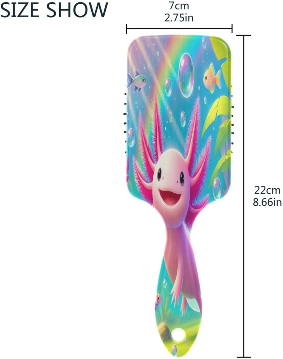Cute Pink Axolotl Massage Hair Brush, Hair Detangler Brush, Mens Combs or Brushes