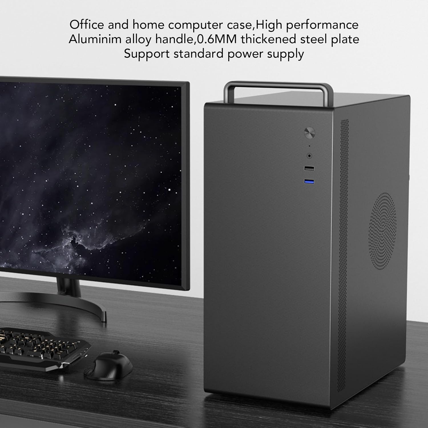 XUMIUZIY Micro ATX ITX Gaming Computer Case with Fine Space Layout, CPU Cooler up to 140Mm, GPU up to 250Mm, SSD HDD Support, Top Mounted Ports for Easy Access, 270&deg; Full View Tempered image number 4