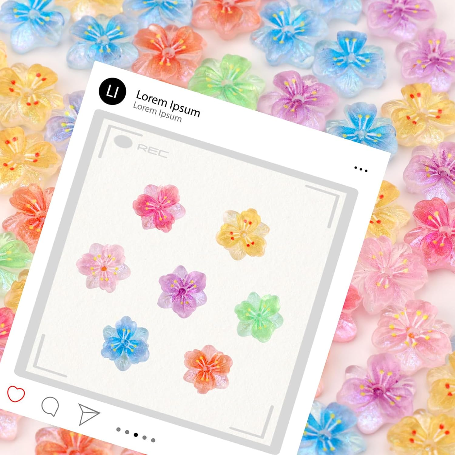 Lasuroa 60Pcs 3D Ice Translucent Hibiscus Flower Nail Charms, Cute Plastic Floral Nail Stickers Mixed Colorful Rhinestones Jewelry for Women Manicure Decorations image number 3