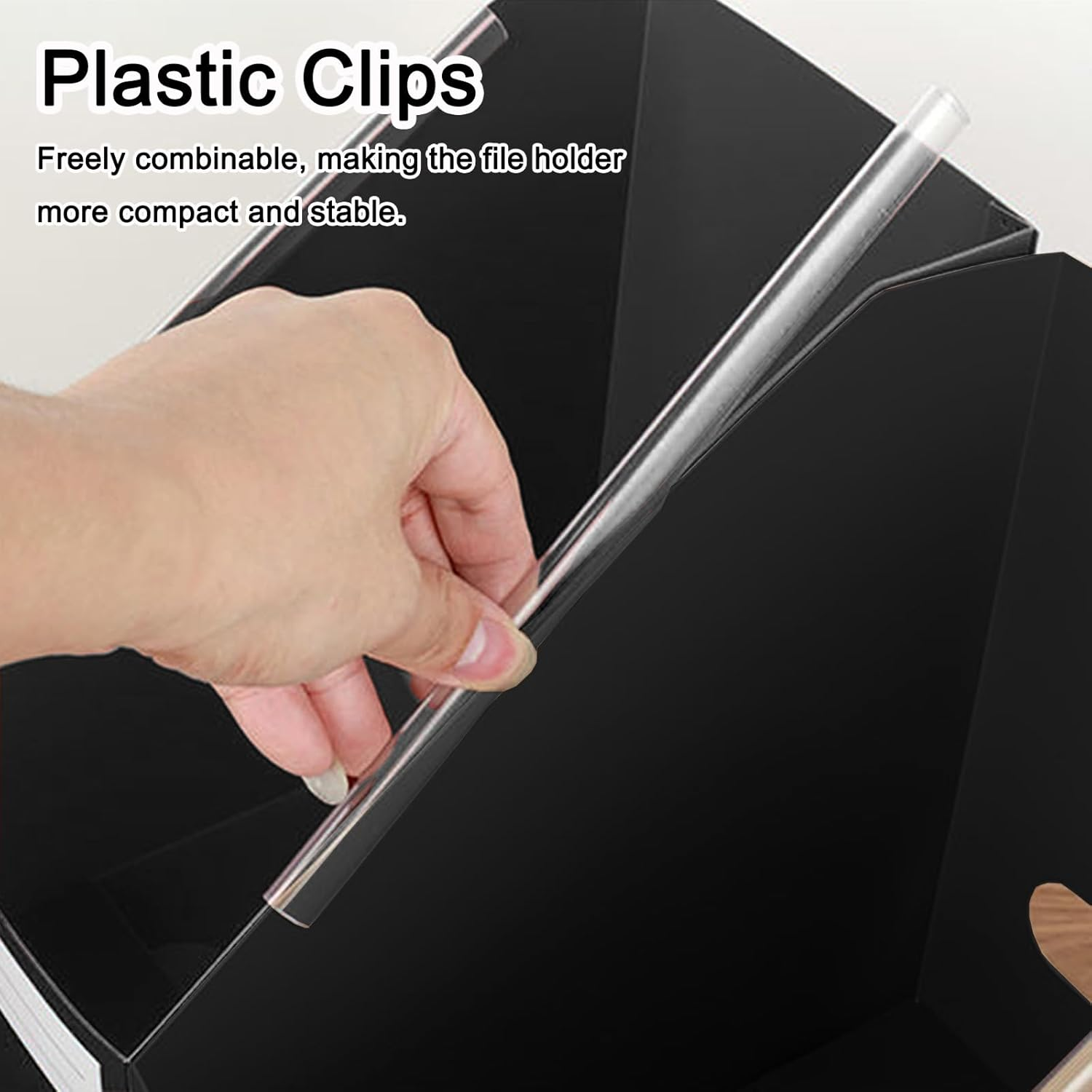 SAYEEC Black Plastic Magazine File Holder, 3 Pack Foldable Folder Holder with Labels, Vertical File Paper Organizer Magazine Storage Box Rack Book Bins for Desk, Shelves, Classroom, Office, Home image number 4