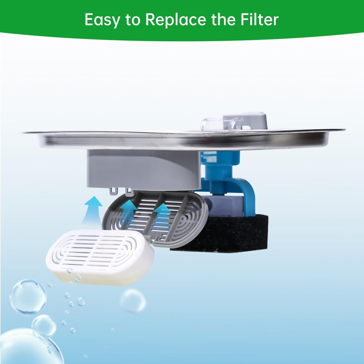 6 Pack Cat Water Fountain Filters,Replacement Filters & Replacement Pre-Filter Sponges for 3.2L/108Oz Pet Water Fountain with Water Level Window image number 3