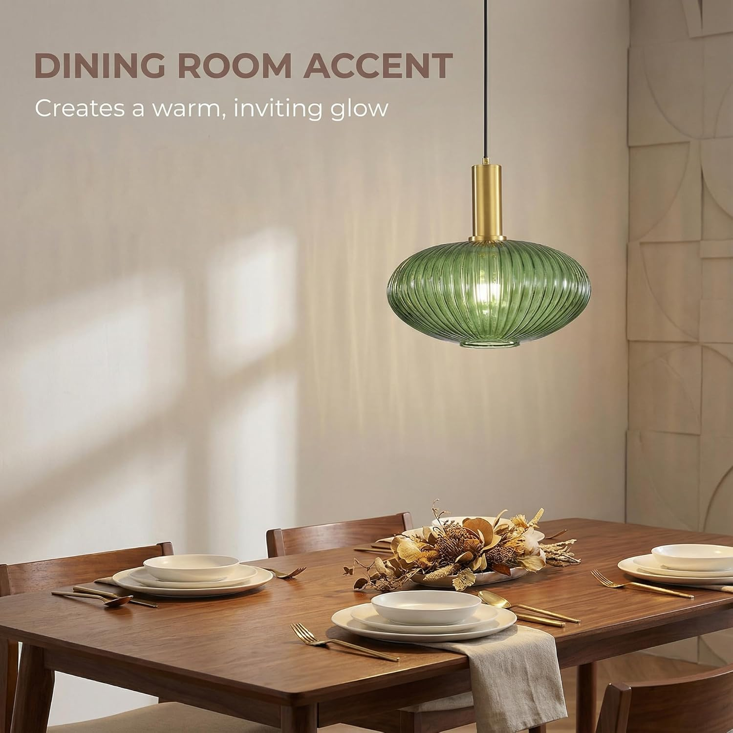 Hjxdtech Industrial Vintage Pendant Light Modern Retro Style Drop Ceiling Light Pendant Lamp Glass Lampshade with Polished Brass Lamp Holder (Green, 30 Cm)