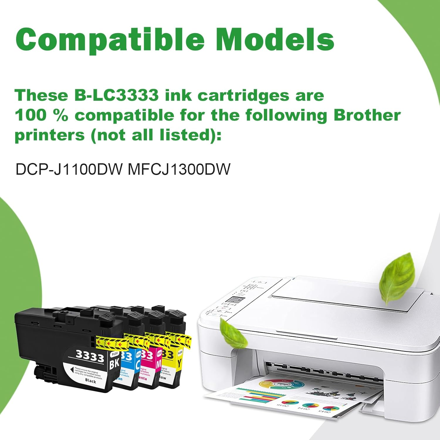 Greenark LC3333 Ink Cartridges Compatible for Brother LC 3333 Replacement for Brother MFCJ1300DW DCP-J1100DW Printer (1B 1C 1M 1Y) image number 6