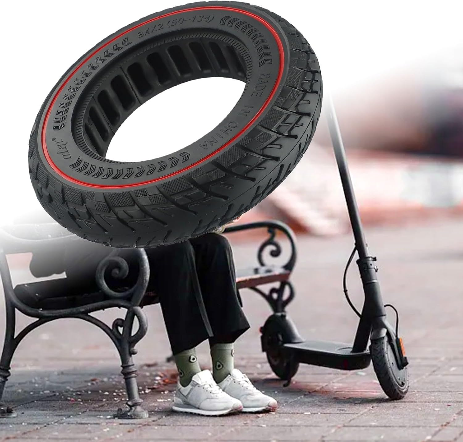 Front and Rear Tyres Replacement Wheels Tyre 8.5 Inch 8 1/2 X 2 (50-134) Solid Tyres for VSET 9 & 9+/ 9 Electric Scooter Rubber Black Puncture Proof Solid Rubber Tyres Electric Scooter image number 6