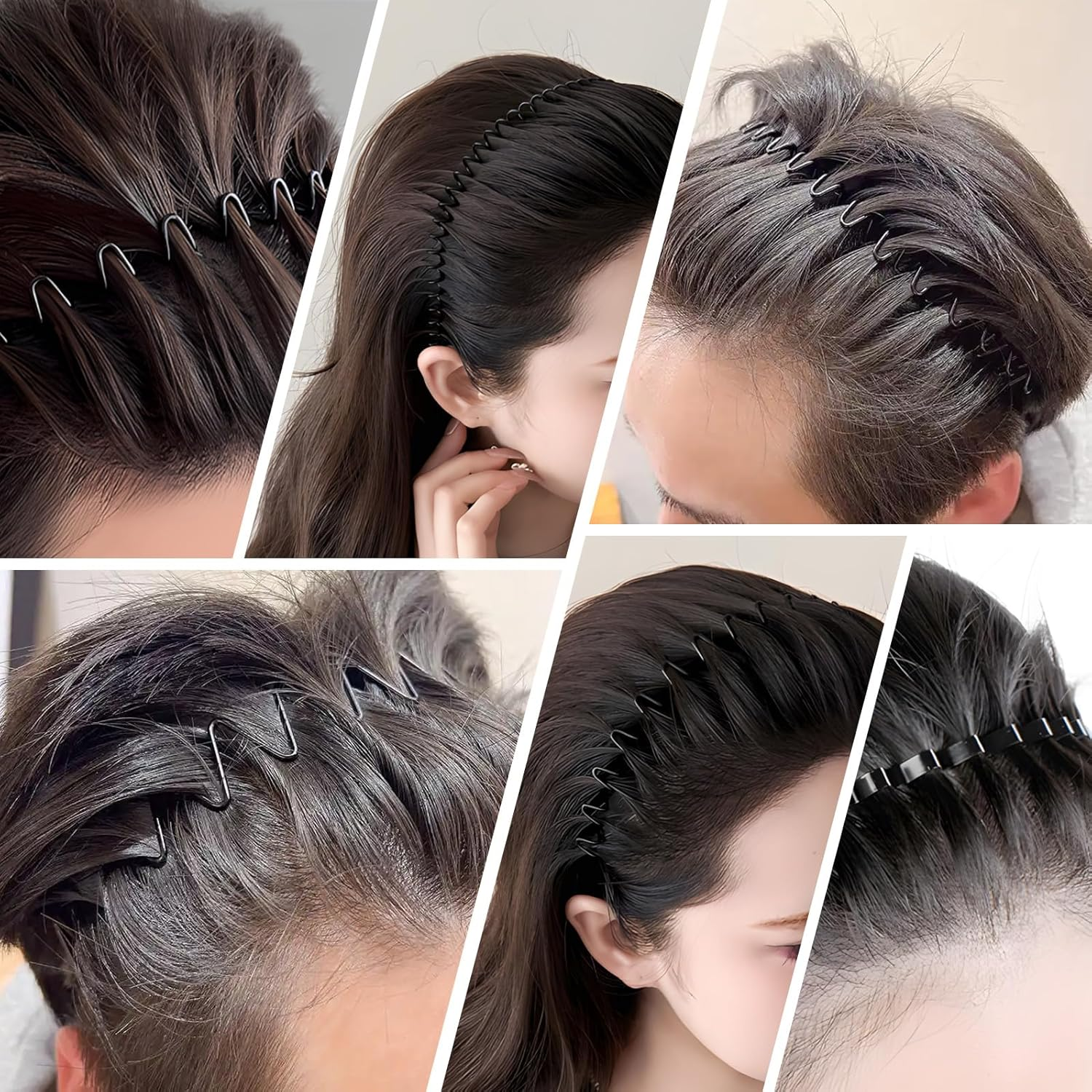 Metal Hair Band 9 Pcs, Unisex Black Headband, Adjustable Wavy Headband & Squiggle Headband, Non Slip Metal Head Band for Sports, Washing Face & Daily Wear, Hair Accessories and Gym Accessories for Men image number 6