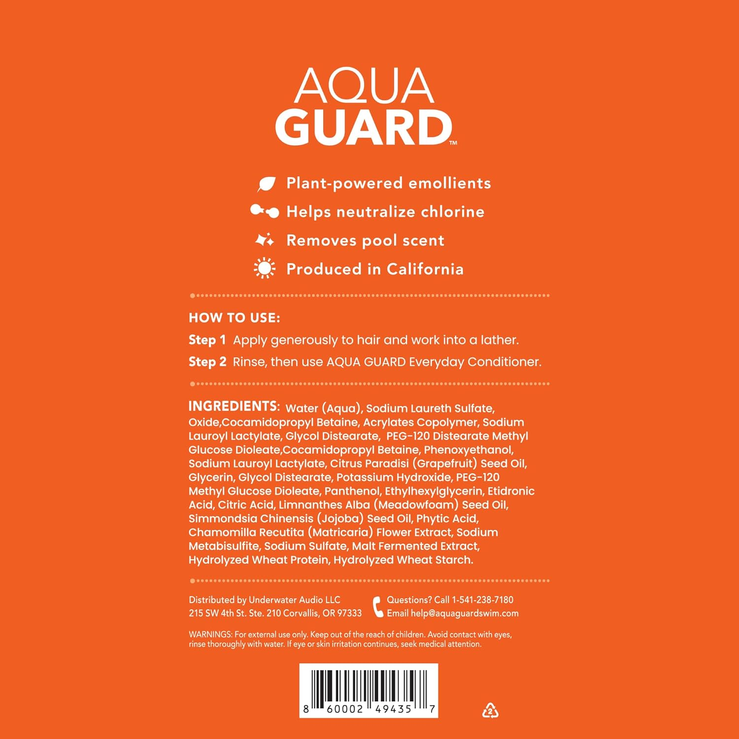 AQUA GUARD Clarifying Shampoo | Remove Chlorine & Pool Hair Smell | Paraben Free, Vegan, Color Safe, Leaping Bunny Certified image number 1