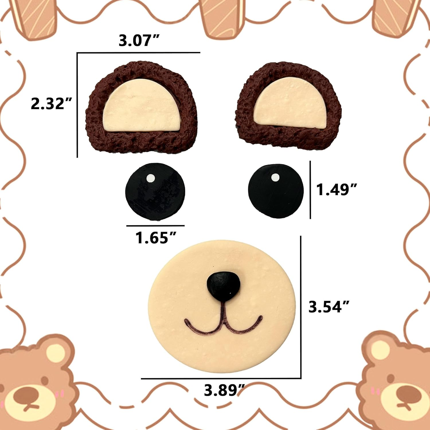 Jevenis Bear Face Baby Shower Cake Decoration Teddy Cake Topper Gender Reveal Cake Decoration Bear Baby Shower Party Supplies image number 3