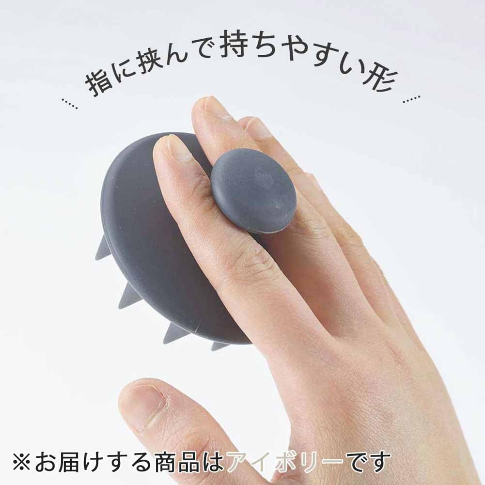 Shimomura 44252 Shampoo Brush Silicone [Made in Japan] Women'S Men'S Hair Washing Scalp Pores Massage Scalp Brush Ivory image number 5