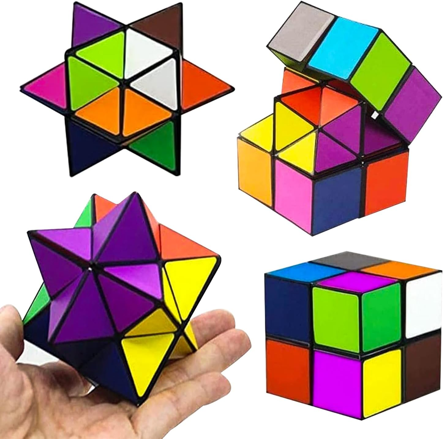 Star Cube Magic Cube 2 in 1 Set, Classic Yoshimoto Cube Infinity Magic 3D Puzzle Cubes, 6 Shapes Brain Development Puzzle Games for Children and Adults