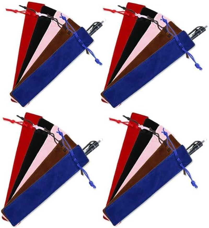 Xiaaofea 20 Pieces Velvet Drawstring Pen and Pencil Pouches Bag, Rope Closure Pencil Case for School Office Home Supplies Organizer Storage image number 5