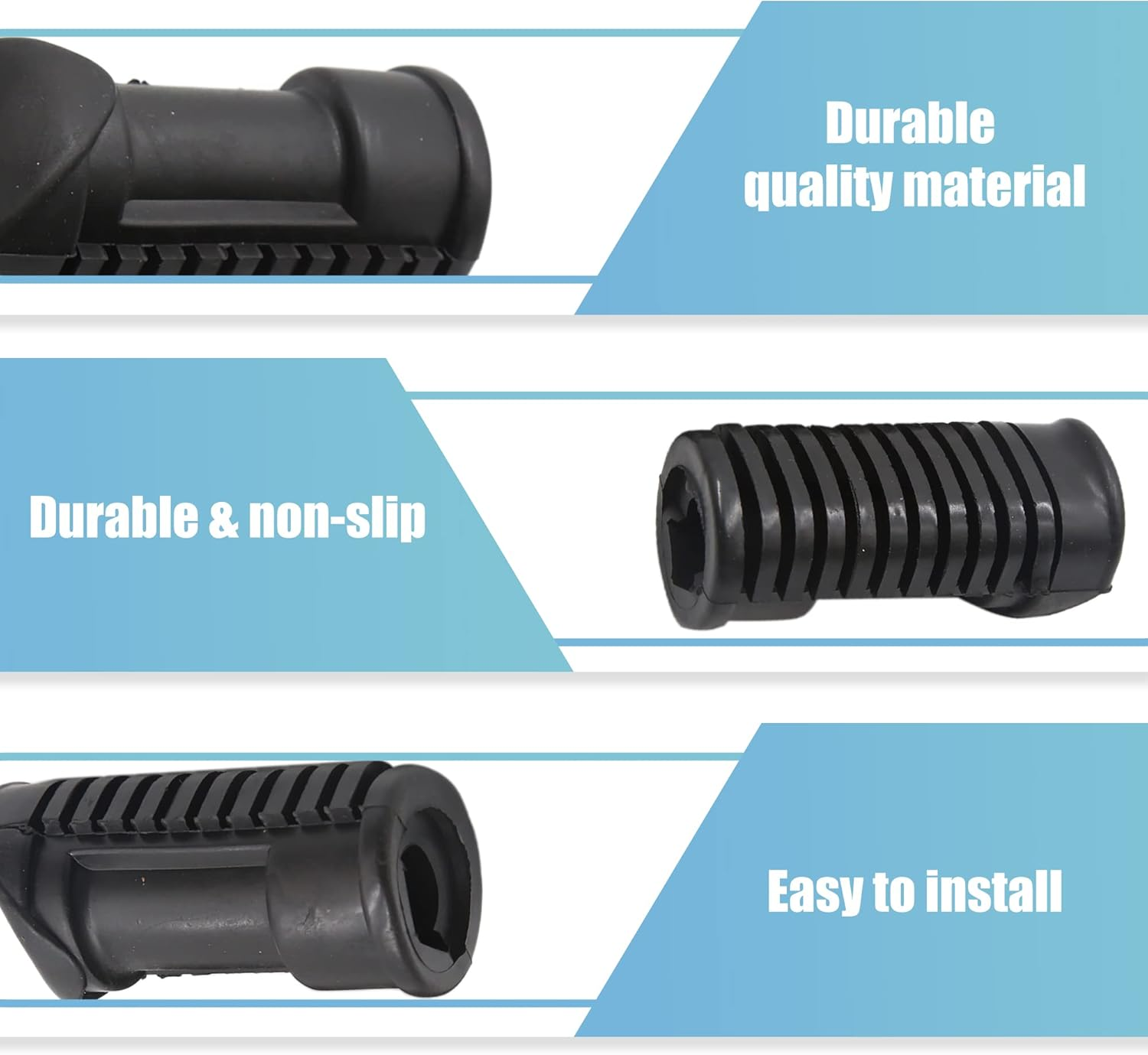 Uxcell 1 Pair 16Mm 19Mm Rubber Motorcycle Footrest Footpeg Foot Rest Peg Bike Bicycle Cycling Black for CG image number 4